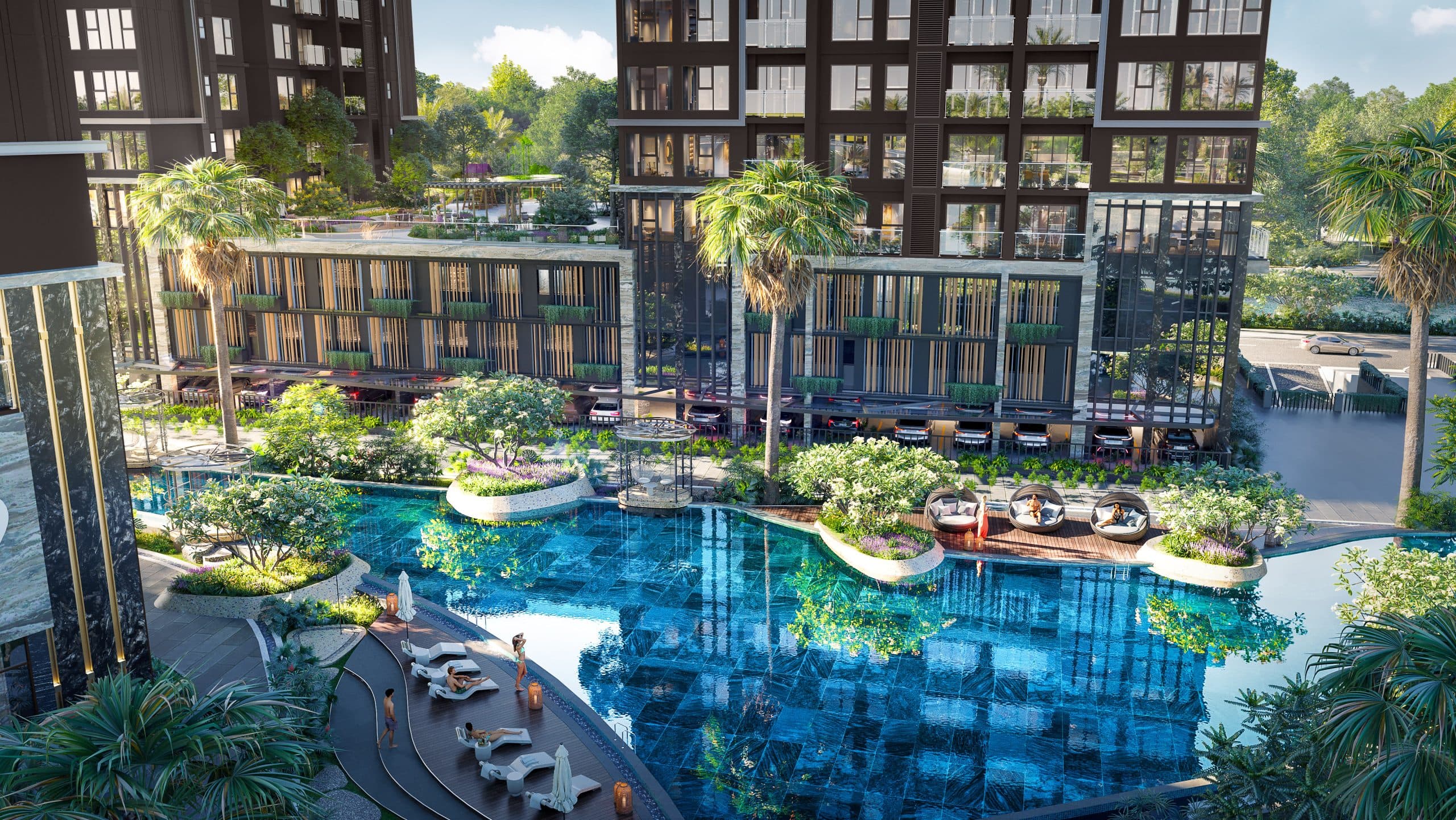 Phối cảnh Hồ bơi liên hoàn 3.000m² tại The Privé